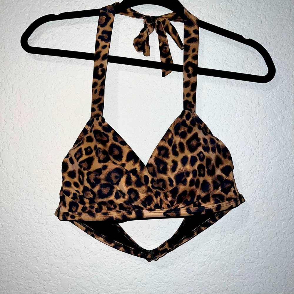 White House Black Market Leopard Animal Print Bikini Top